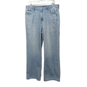 DKNY Wide Leg Jeans Womens 32/14 High Waist Light Wash No Stretch